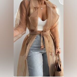 Sheer Taupe JLUXLABEL Cornwell Trench Coat
